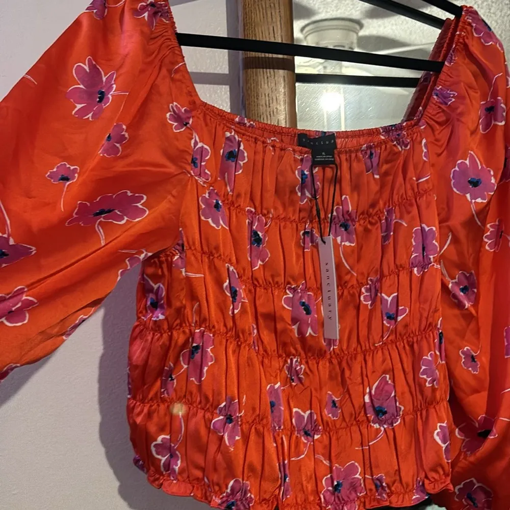 NWT Sanctuary square neck balloon sleeve floral blouse and matching skirt set XL - Image 2