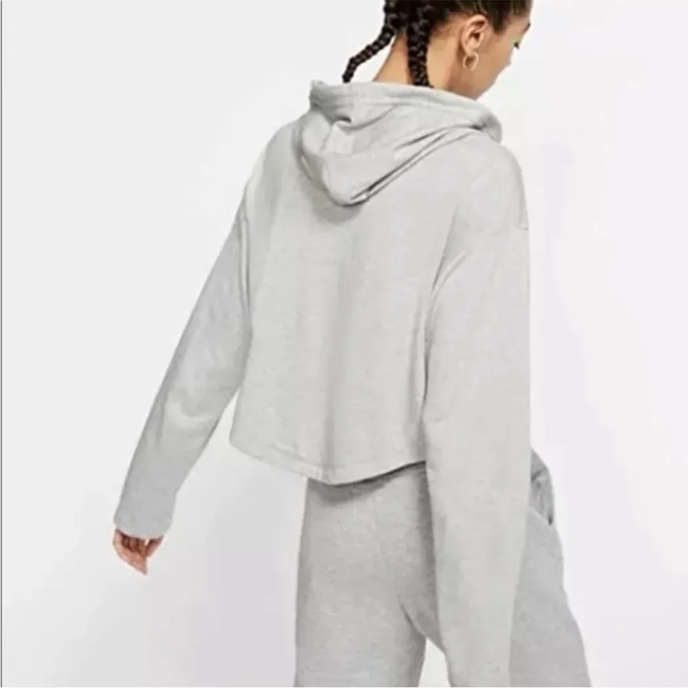 Nike Sportswear Cropped Round Hem Grey Hooded Jersey - Size Small - Image 2