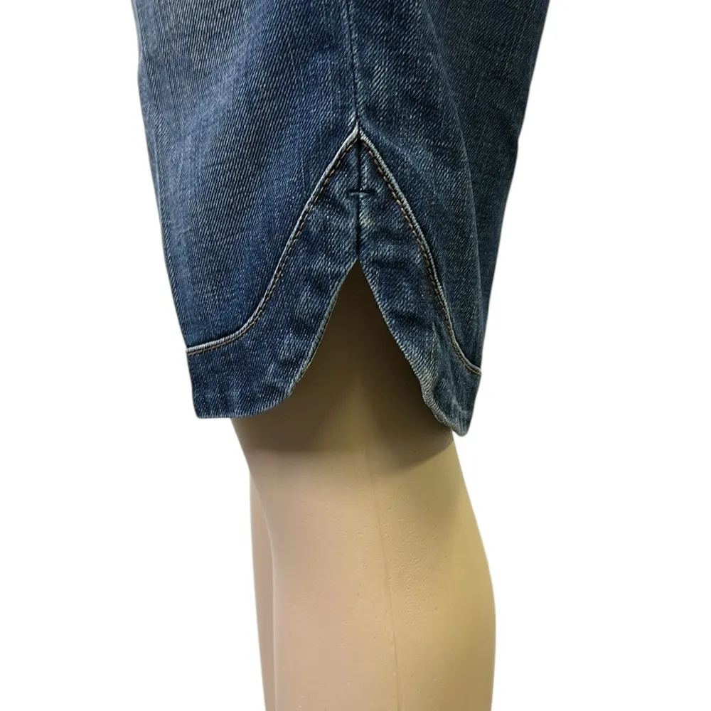 Guess Embroidered Back Bermuda Denim Curved Hem Blue Jean Shorts Womens 30 - Image 6
