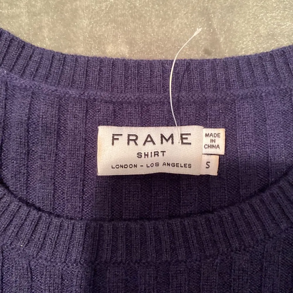 #510 FRAME DENIM Navy Cutout Ribbed Sweater - Image 7