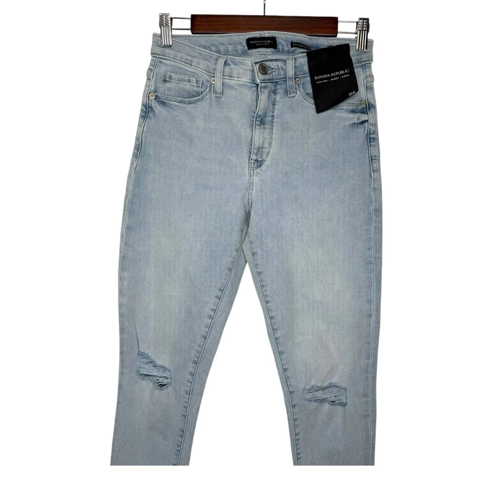 NWT Banana Republic Jeans | 26 | Ripped Distressed‎ Denim High Rise Skinny Light - Image 4