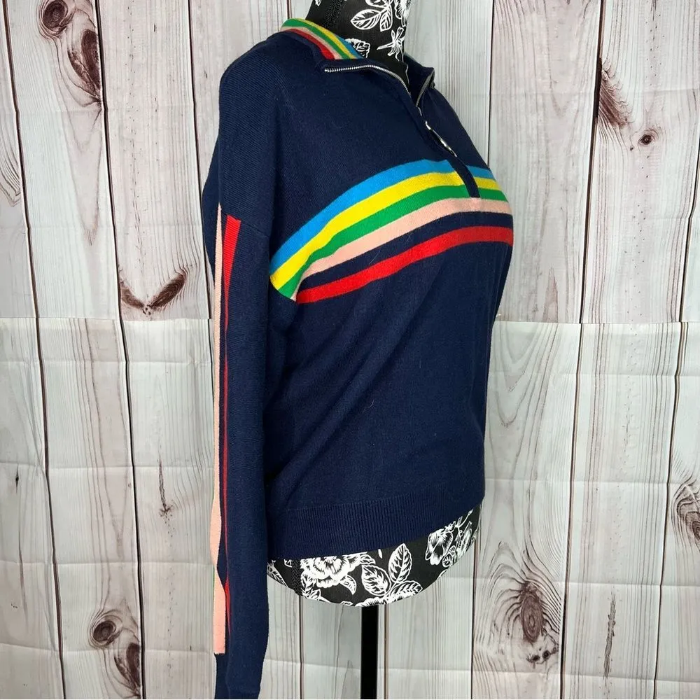 Urban Outfitters 1/4 Zip Pullover Rainbow Striped Sweater - Image 3