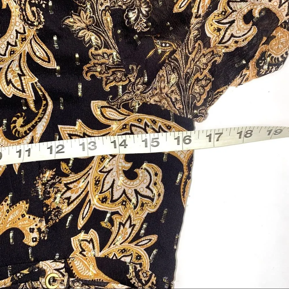 Thurley Faithful Corset Silk Blend Long Sleeve Paisley Print Dress SMALL Black - Image 9