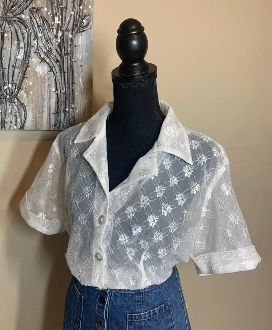 Embroidered Blouse White Size M - Image 3
