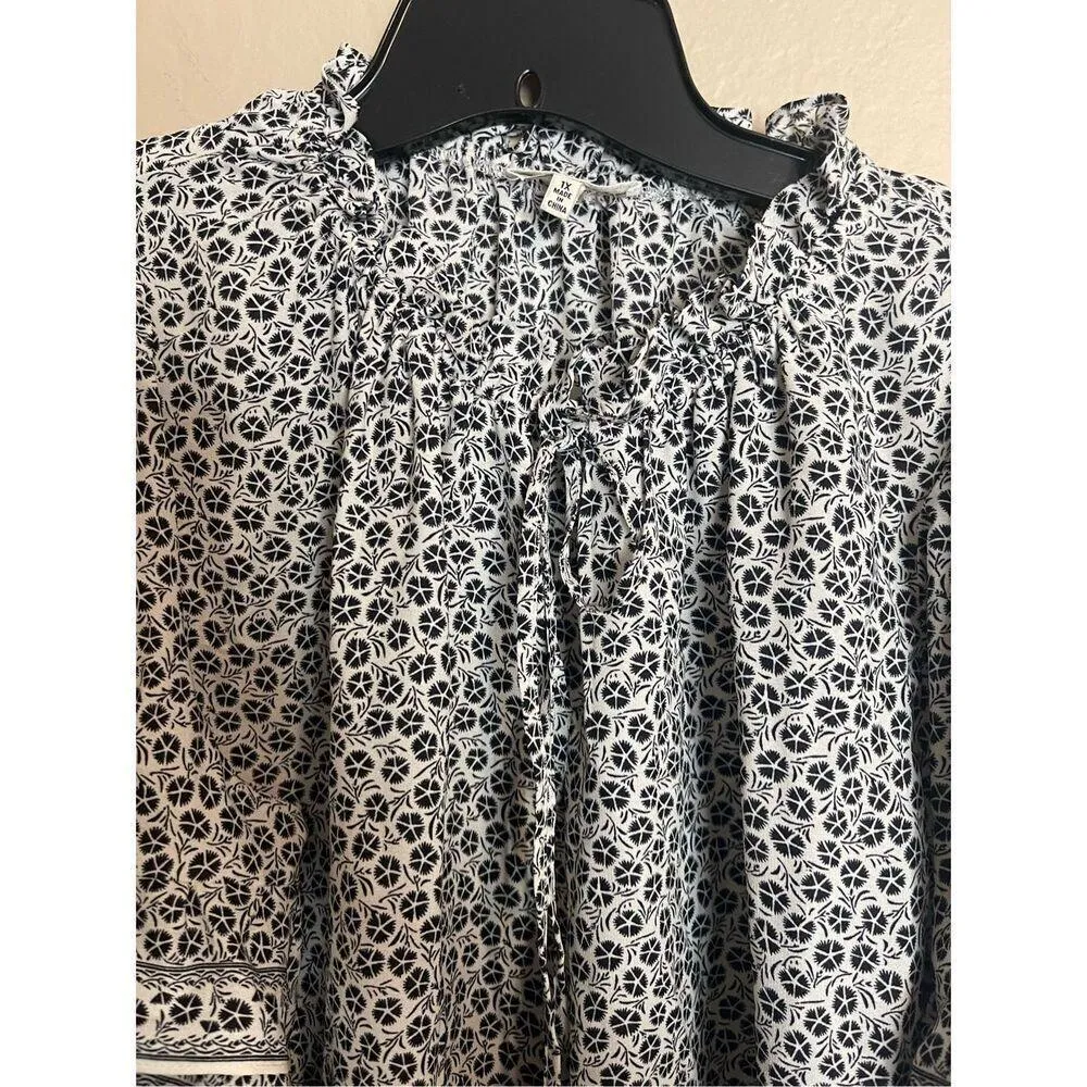 Max Studio Black & White Print Short Sleeve Top 1x - Image 3