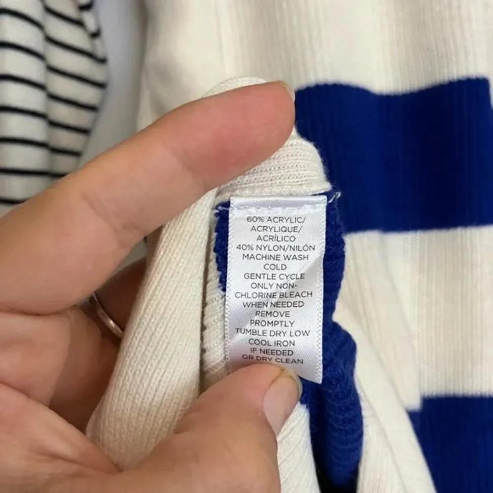 LOFT Blue, Black & White Striped Color Block Sweater - Image 7