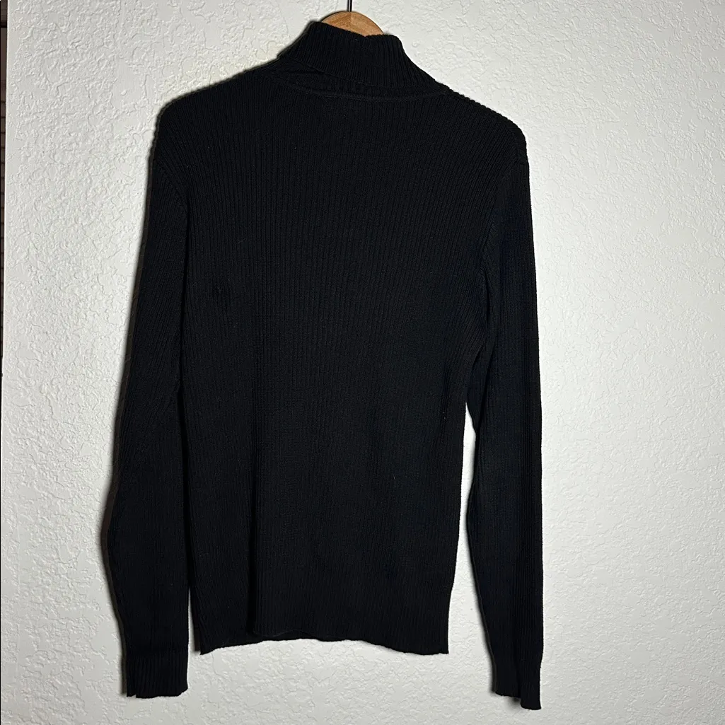 Ralph Lauren Polo Black Ribbed Turtleneck Sweater 90s Flag Embroidered Womens XL - Image 6