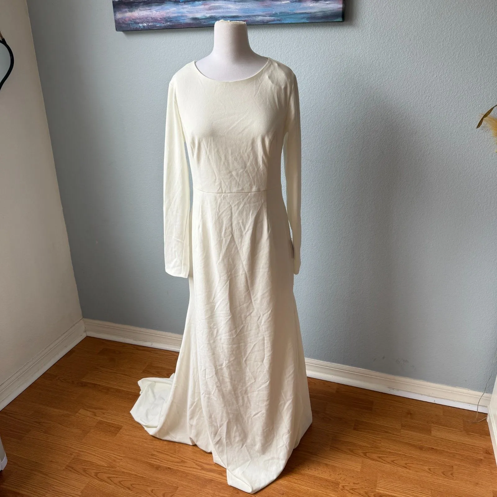 Lulus Eloquent Endearment White Long Sleeve Backless Maxi Dress Size XL - Image 5