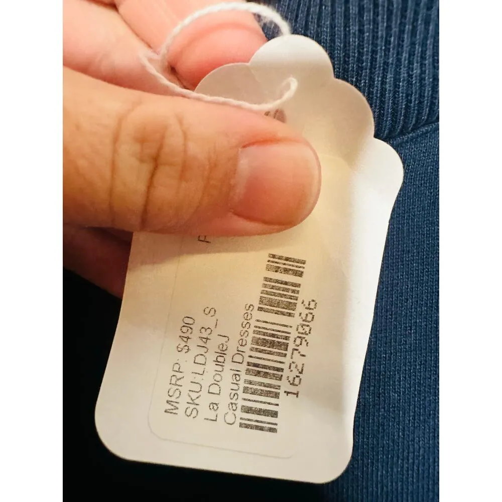 La Double J Blue Floral Long Sleeve Crewneck Tie Sleeves Sporty Dress Size Small - Image 12