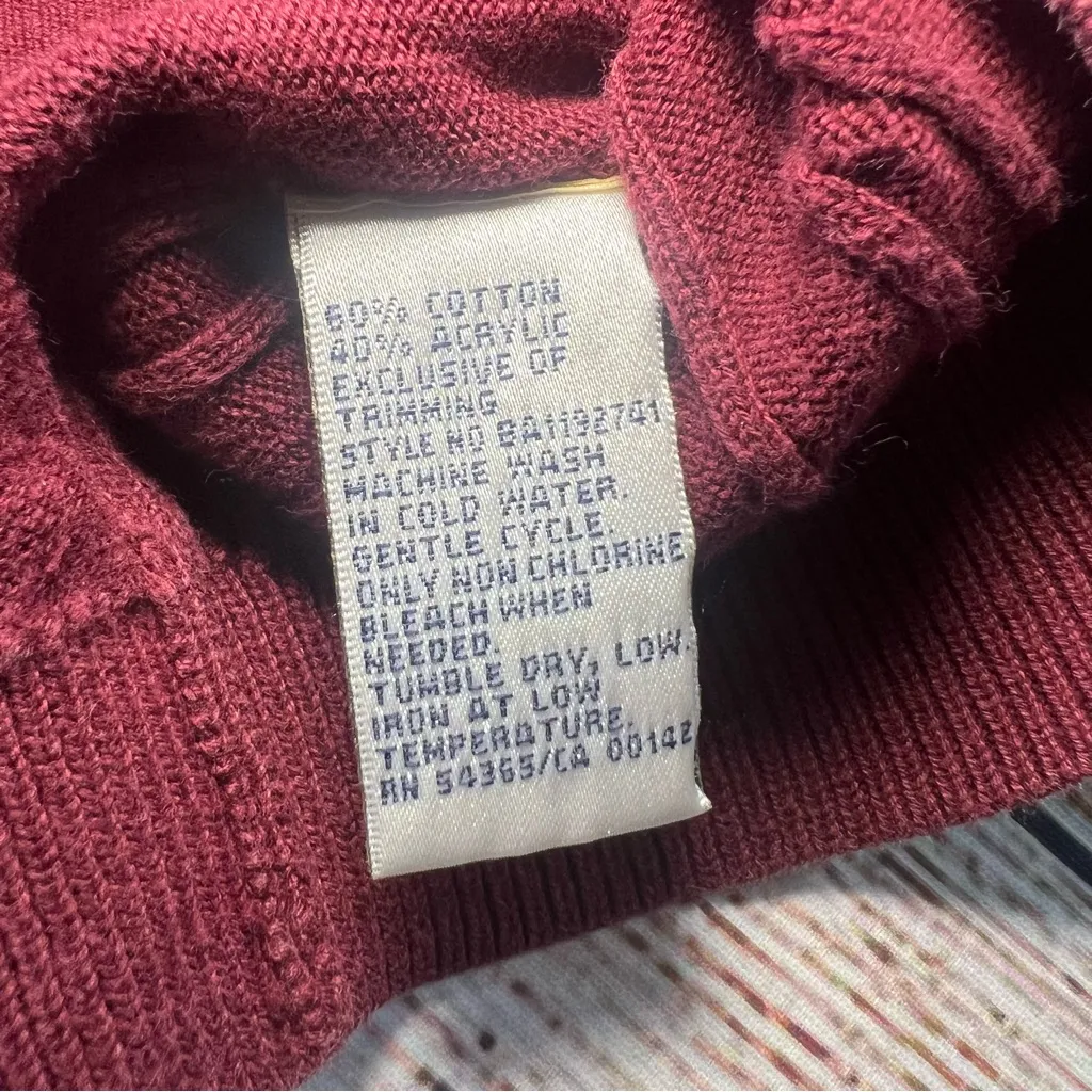 Vintage 90s Academia Sweater Top Womens Small Red Knit Preppy Fall Collared‎ Y2k - Image 6