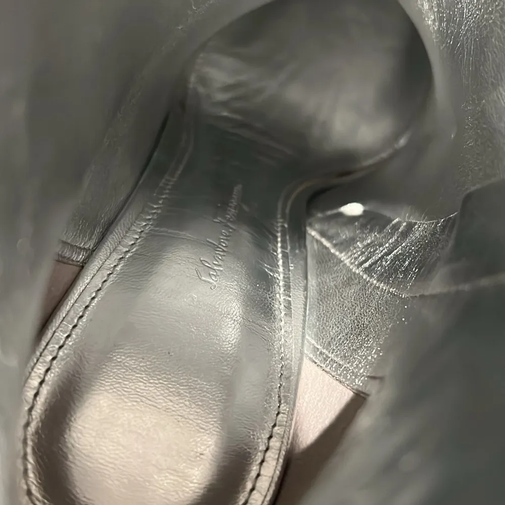 Salvatore Ferragamo Glitter High Heel Booties in Silver Size 10 New in Box $1295 - Image 12