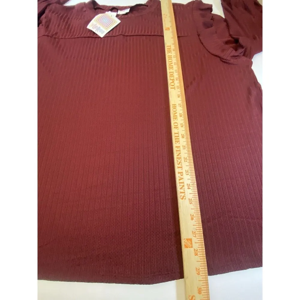 LULAROE LONG SLEEVE‎ PULLOVER BLOUSE TOP.SIZE 3XL Ruffle Sleeves Tunic Women NEW - Image 7