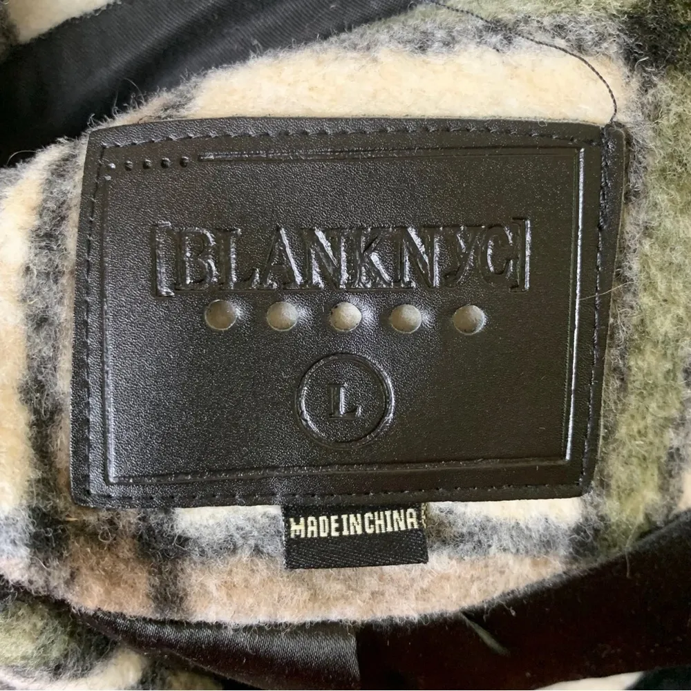 BLANKNYC Plaid Shacket Wool Blend Jacket Women's Large | Snap Button Overshirt - Image 3