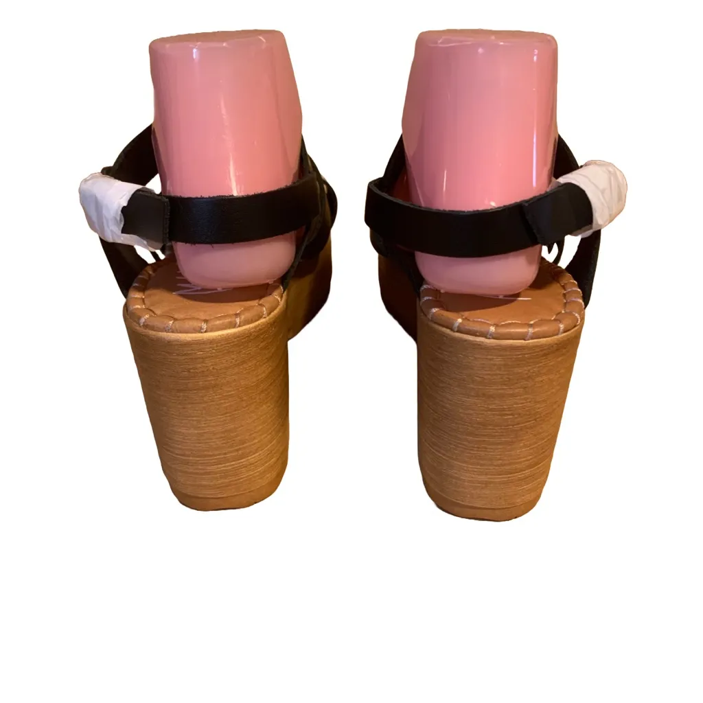 MUSSE AND CLOUD BLACK LEATHER "FRISA" PLATFORM SANDALS (10) - Image 5