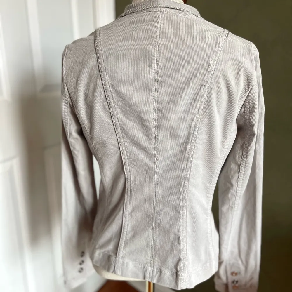 White House Black Market gray corduroy & Satin trim blazer Size 6 - Image 7