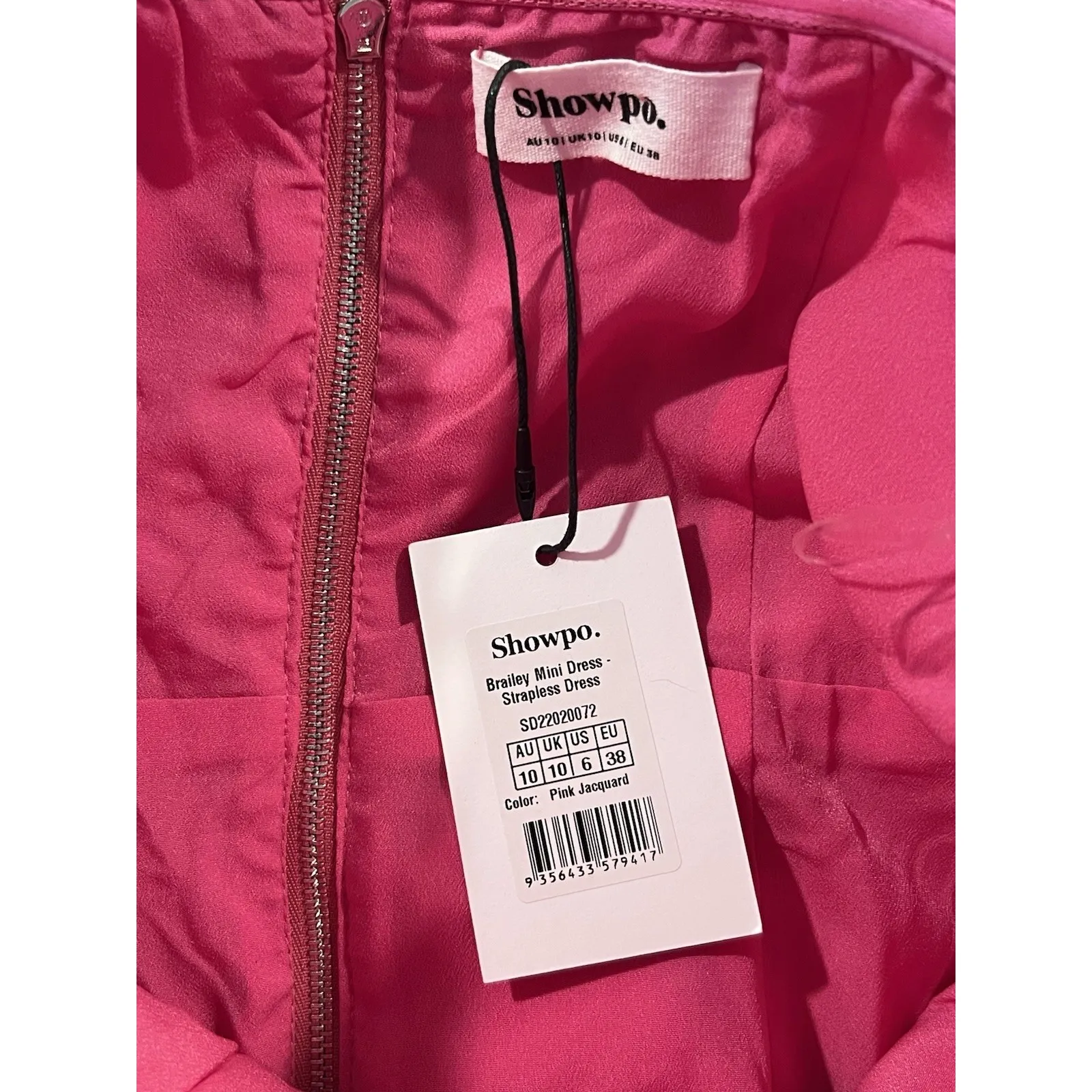 Showpo Brailey mini dress strapless in pink jacquard Floral Size 6 - Image 8