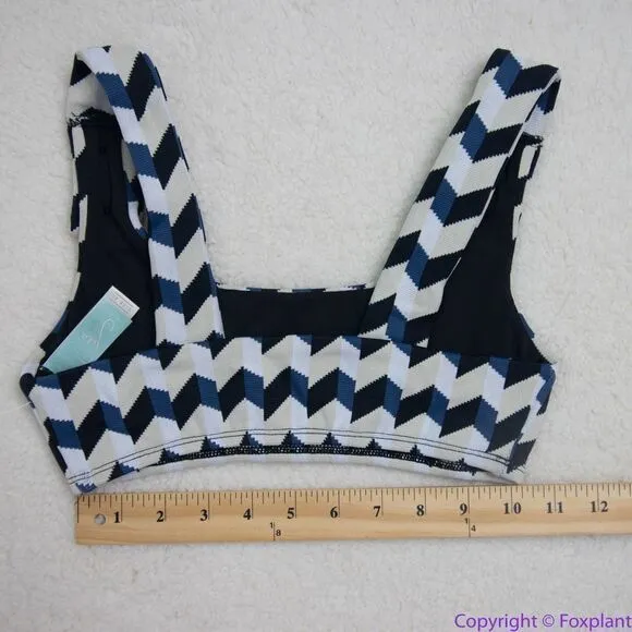 NEW Seea x Free People Georgia bikini top chevron blue black,‎ XS - Image 6