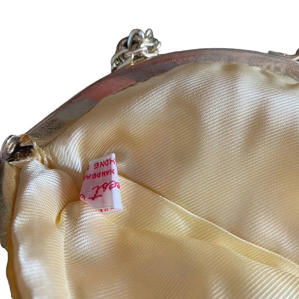 Mister Ernest Vintage Cream Gold Beaded Coin Purse Handbag Mini Bag - Image 6