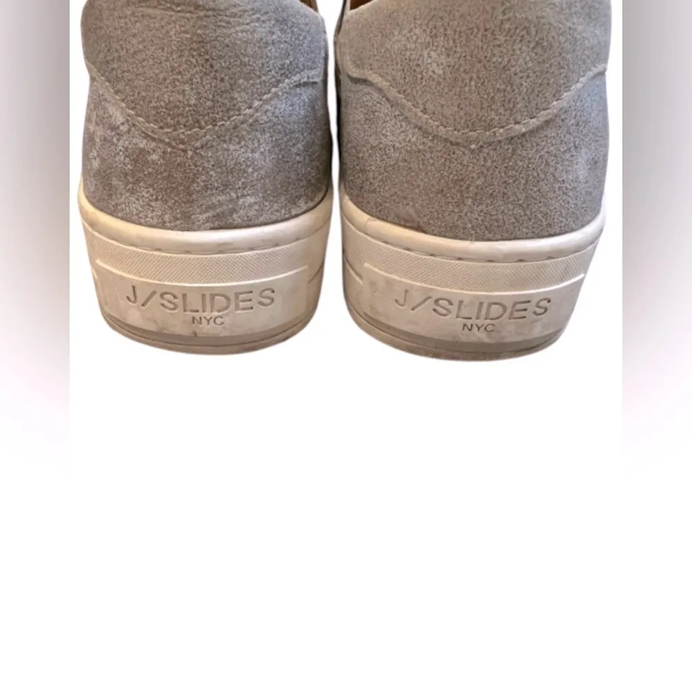 J/Slides Silver Metallic Leather Slip On Sneaker Size 7.5 - Image 3