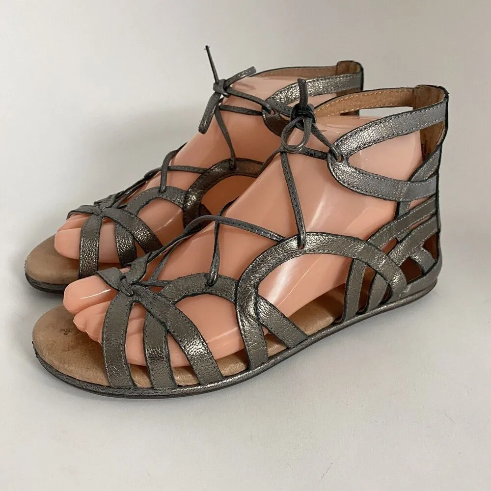 Gentle Souls Metallic Gray Gladiator Sandals Women’s US 6.5M Flats Silvery - Image 5