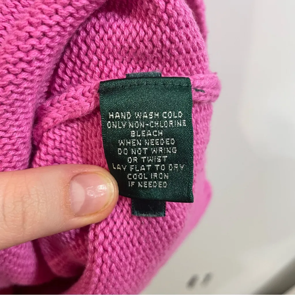 Lauren Ralph Lauren Fuchsia Zip-Up Cardigan. 100% Cotton size 3X - Image 7