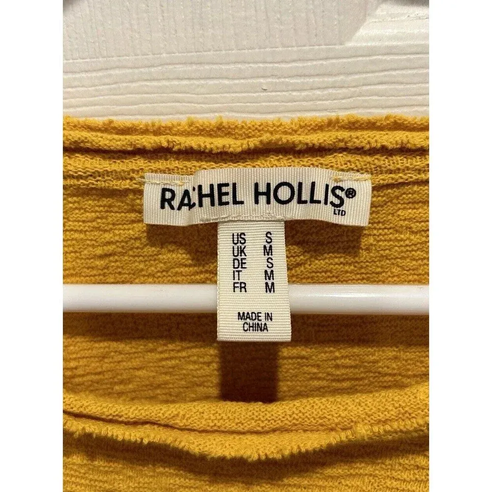Rachel Hollis Ltd. Yellow Woven Top‎ with Sleeve Detail Women’s Small Cotton - Image 2
