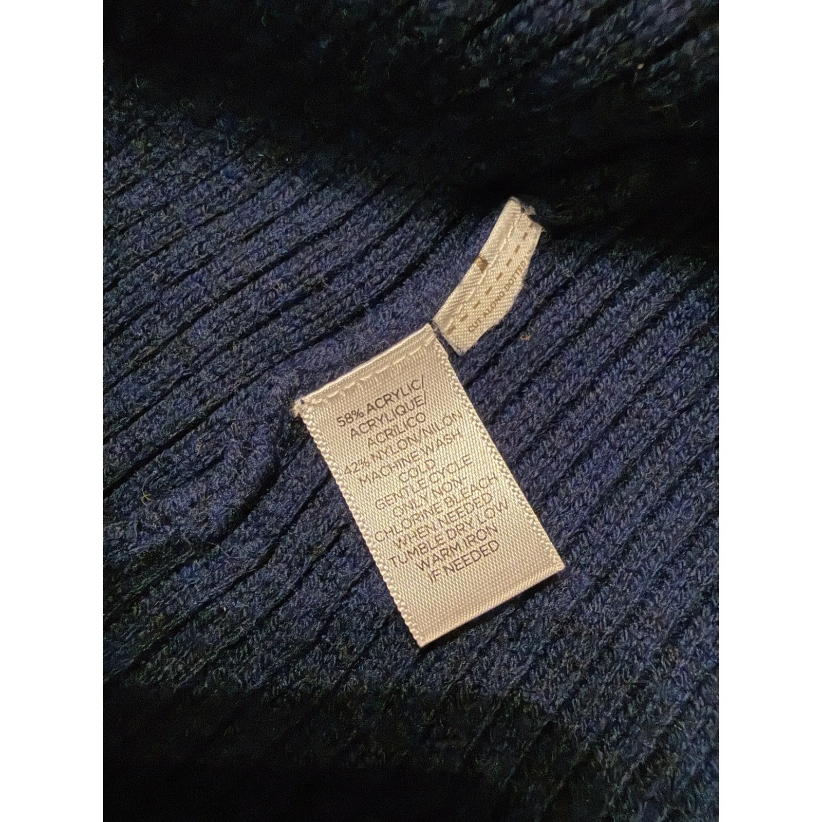 Lou & Grey Blue Turtleneck Sweater Women's Medium Ribbed Knit Cozy Pullover - Image 4