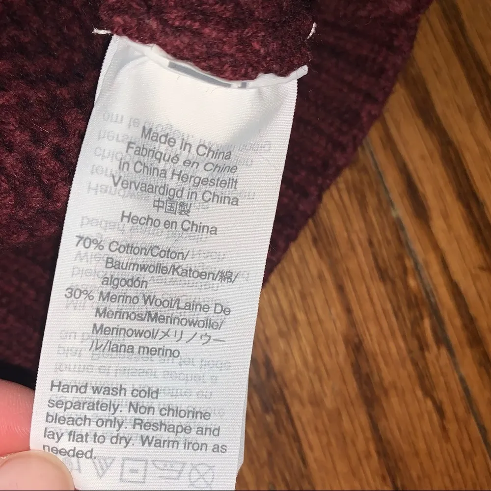 Madewell Side Button Turtleneck Chunky Merino Wool Blend Textured Sweater Sz XS - Image 10