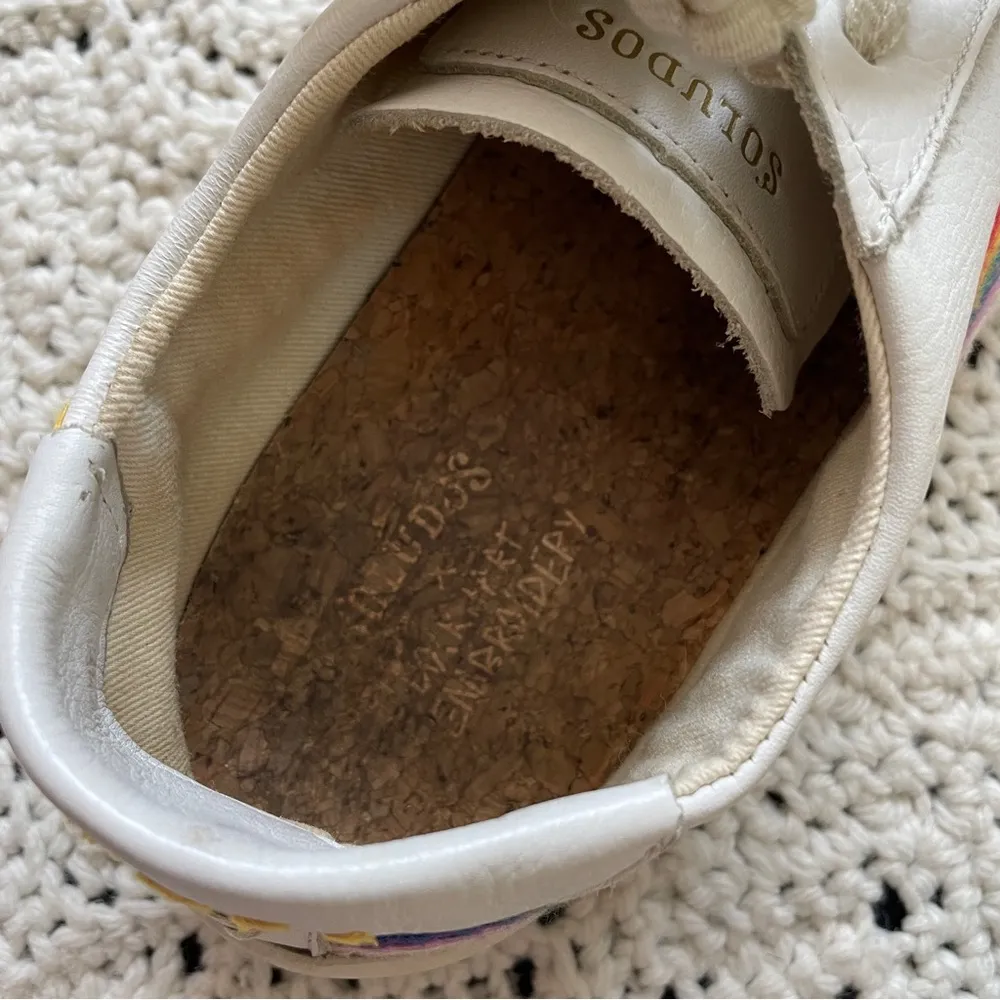 Soludos x Lockhart Embroidery Ibiza Sneakers Rainbow Wave Sun White (Size 8.5) - Image 7