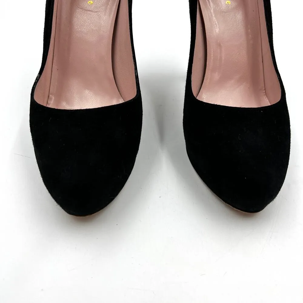 Kate Spade Nessle Pumps Nessle Suede Black Platform Heels - Image 2