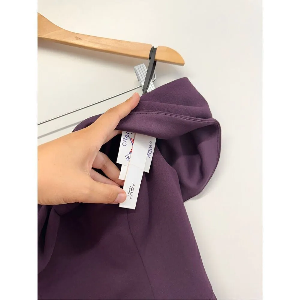 AQUA Formal Maxi Dress Size‎ 0 Pleated Side Slit Evening Wear Purple NEW - Image 8