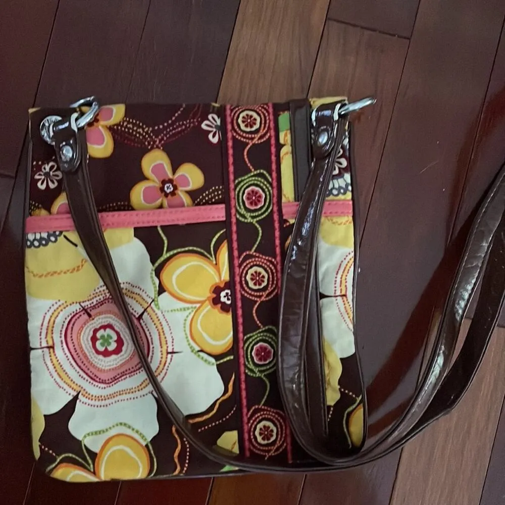 Vera Bradley Buttercup Magnetic Foldover Crossbody Purse Brown Floral Fall - Image 7