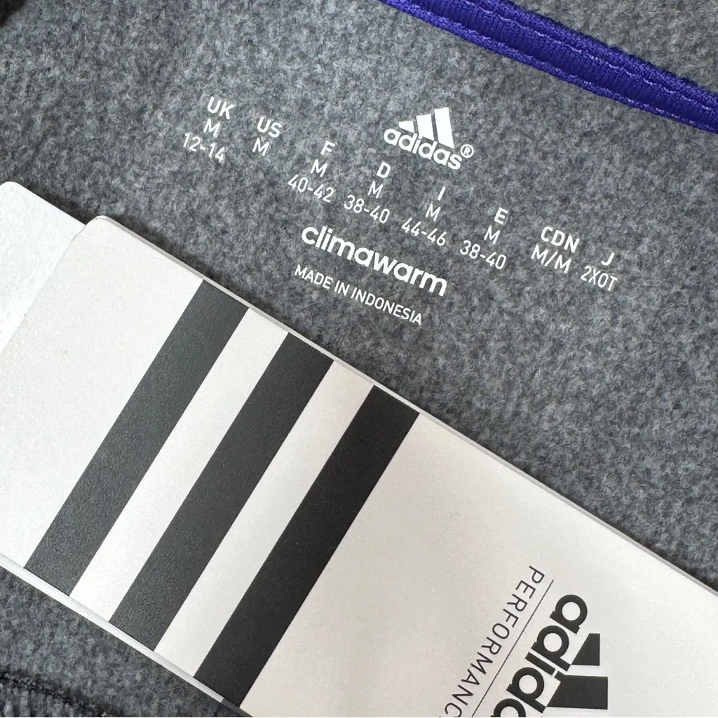 Adidas Climawarm Rainbow Logo Pullover Hoodie Grey Multi Medium - Image 9