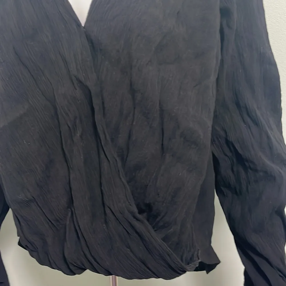 Free People Black Check On It Wrap Top size small - Image 5