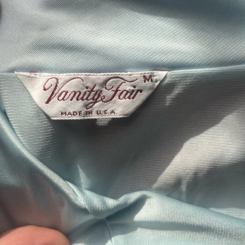 Vanity‎ Fair Vintage Collared Button Nightgown Medium Baby Blue - Image 5