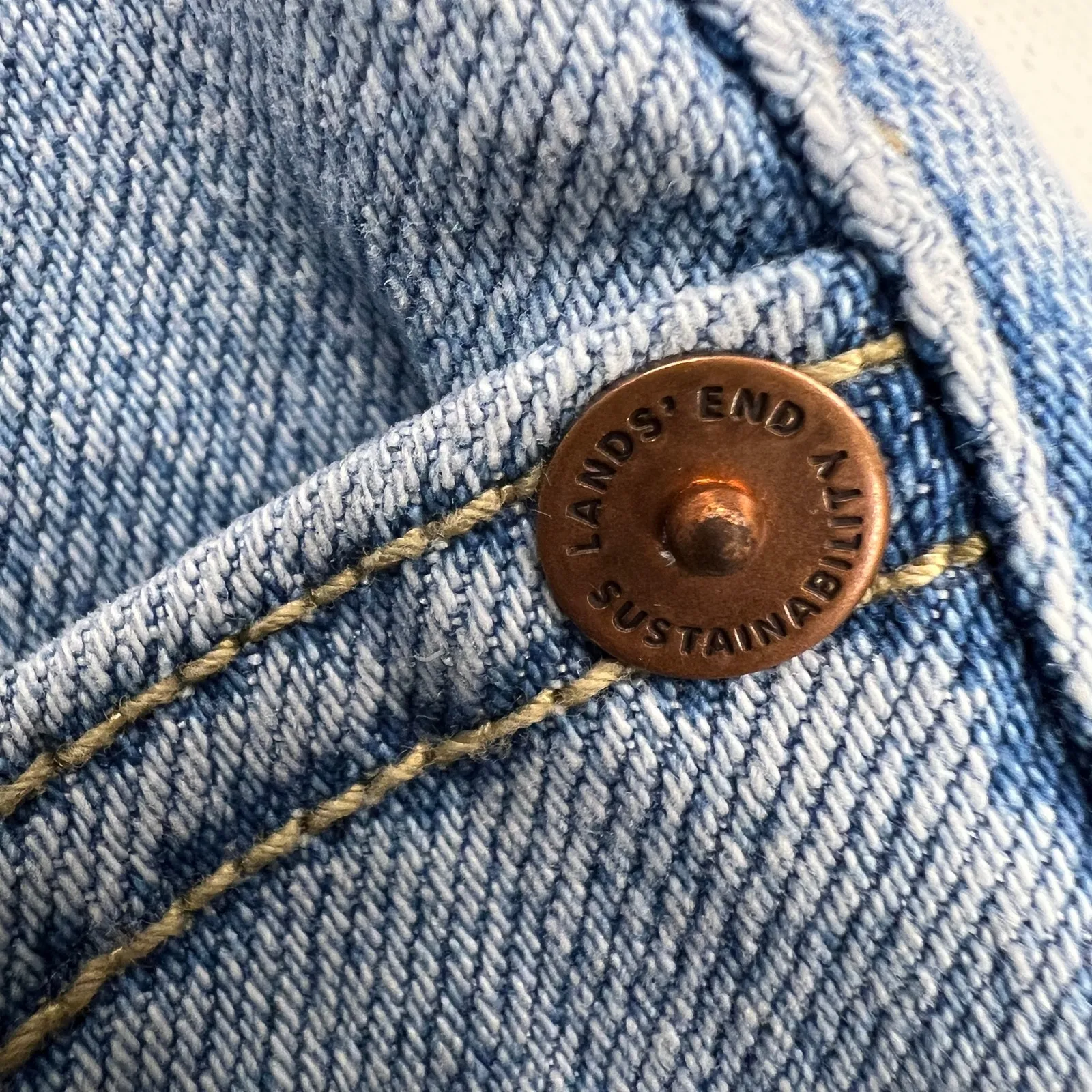 Lands' End Sustainable Denim High Rise Wide Leg Jeans Light Wash NEW Size 12 - Image 12