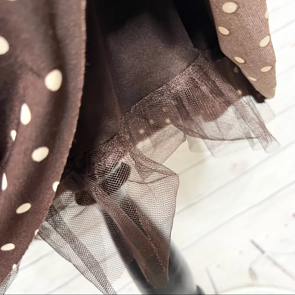 Brown & Cream Polka Dot Pinup Party Dress Size Medium 9/10 - Image 6