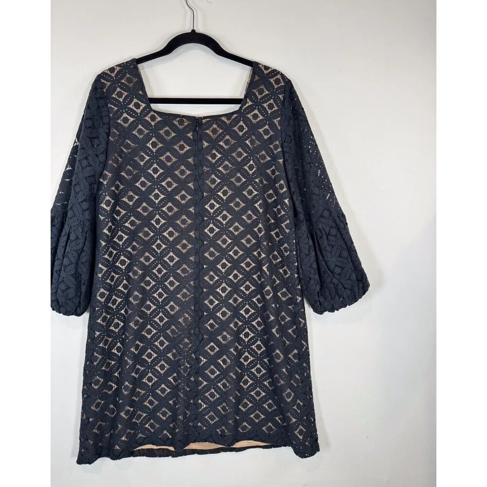 Anthropologie Anna Sui Womens Dress Black Corby Square Neck Mini Overlay Size 4 - Image 8