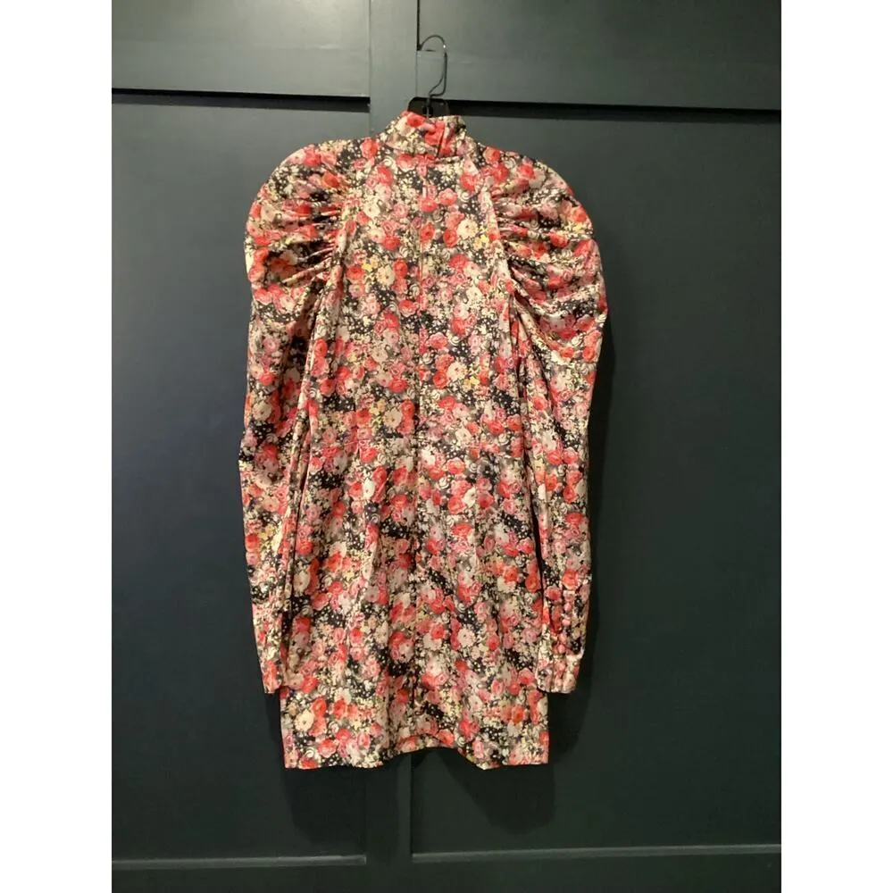 ROTATE BIRGER CHRISTENSEN Kim Ruched Floral long sleev Mini cocktail Dress 6 new Pink - Image 12