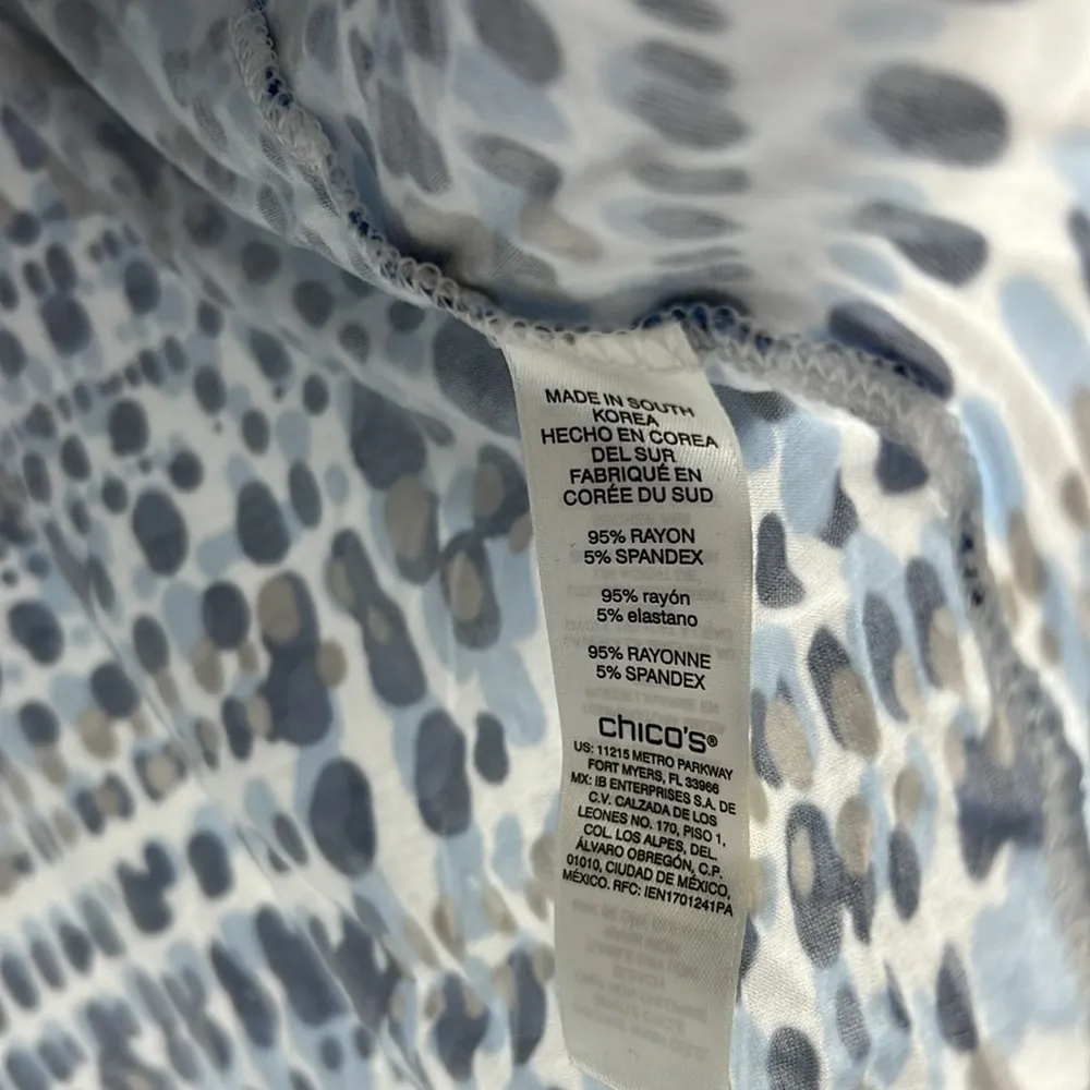 Chico’s tiered ruffle short sleeve blue brown L casual office work comfort 12 - Image 7