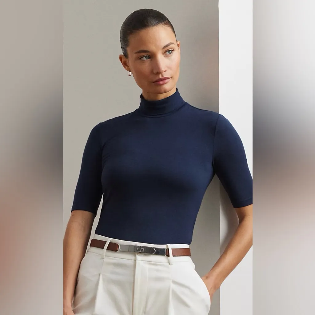 Lauren Ralph Lauren Navy Half-Sleeve Bodysuit, size XL, NEW - Image 3