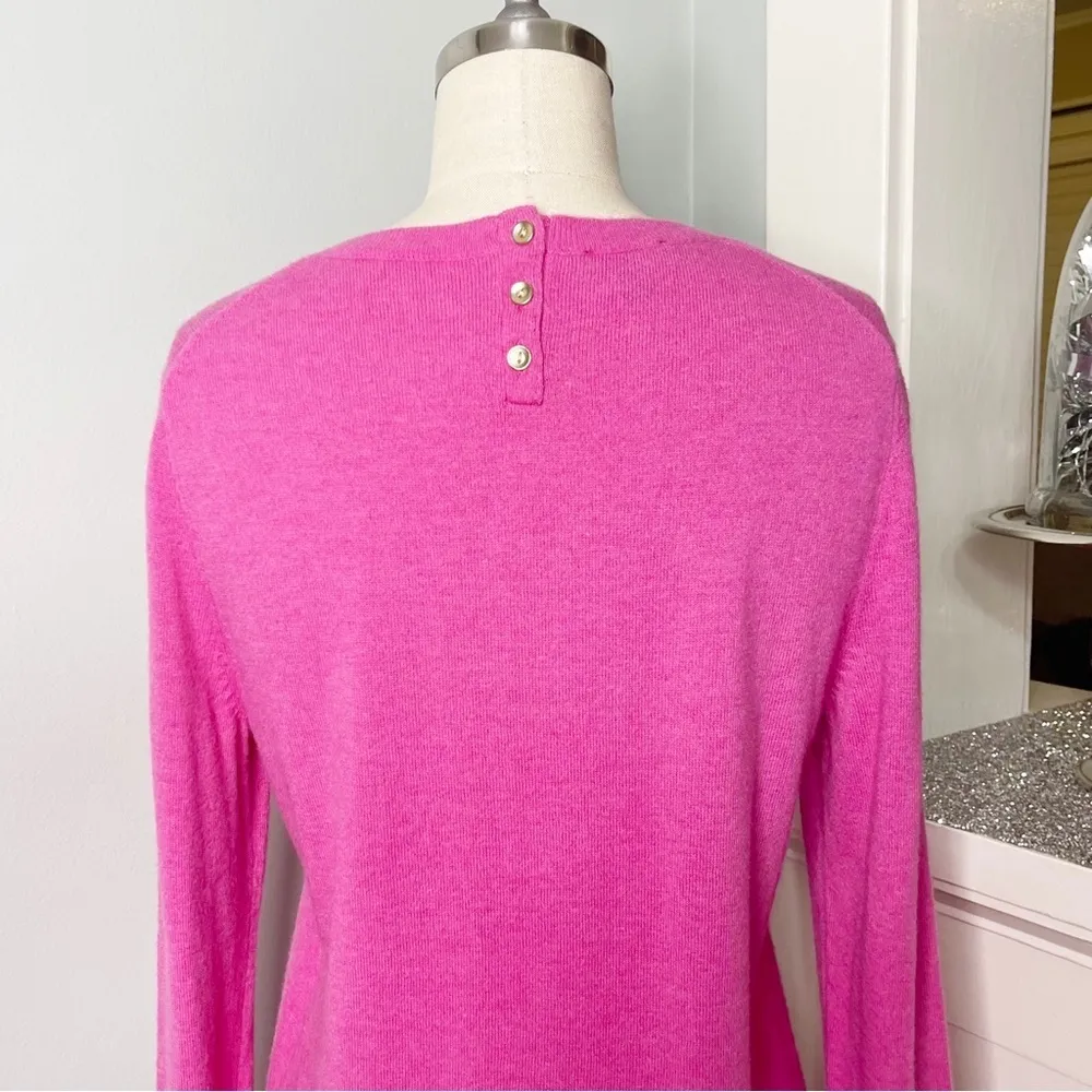 Talbots Pink Lambswool Crewneck Flutter Sleeve Sweater Small - Image 7