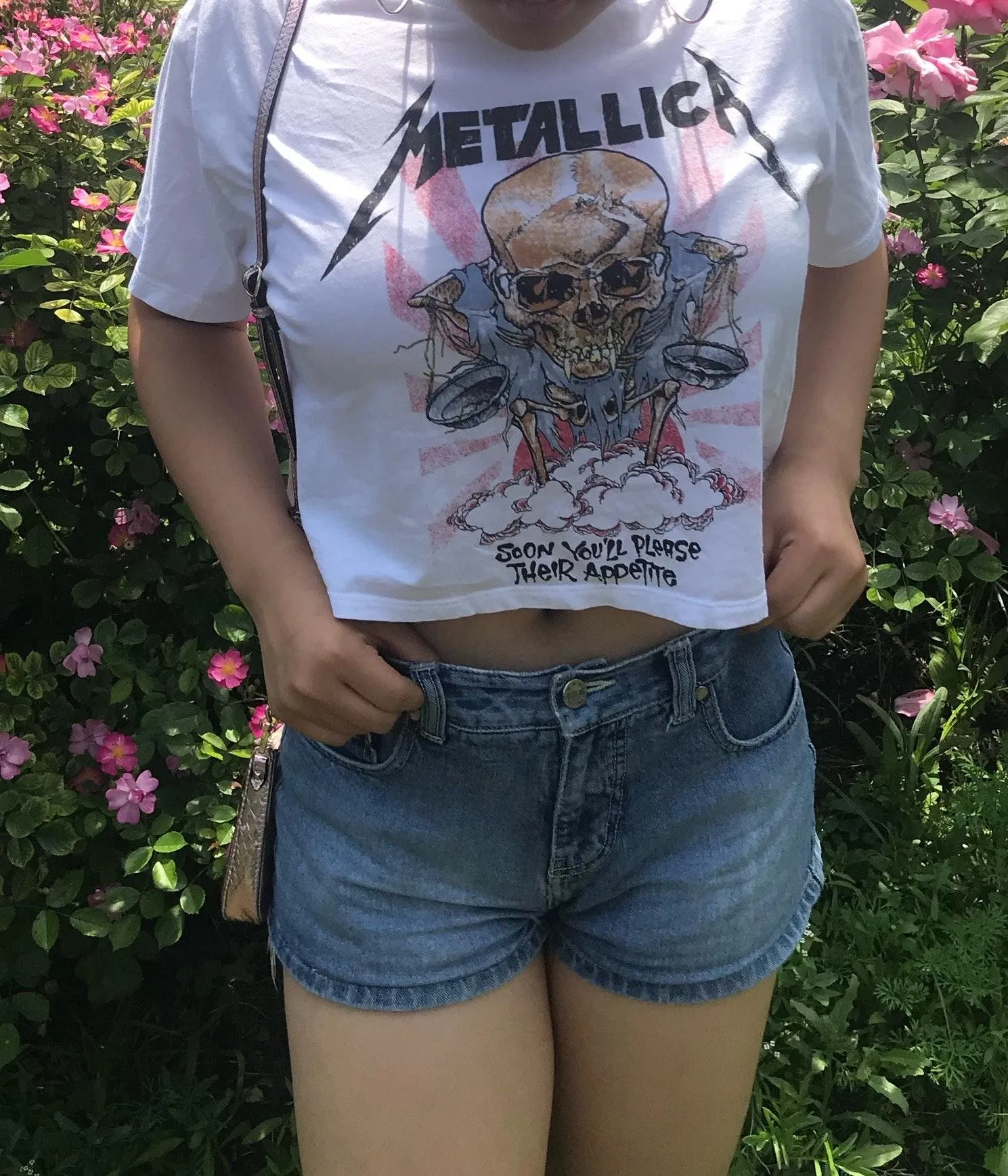 Metallica Crop Top White Size L - Image 2