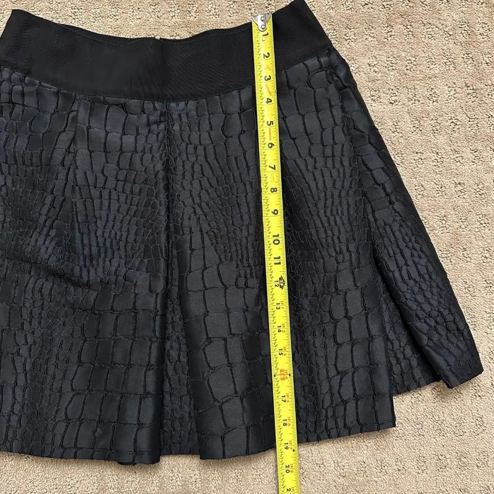 EUC Black Philosophy di Alberta Ferretti Croc Stitch Pattern Flare Skirt Sz 4 - Image 2