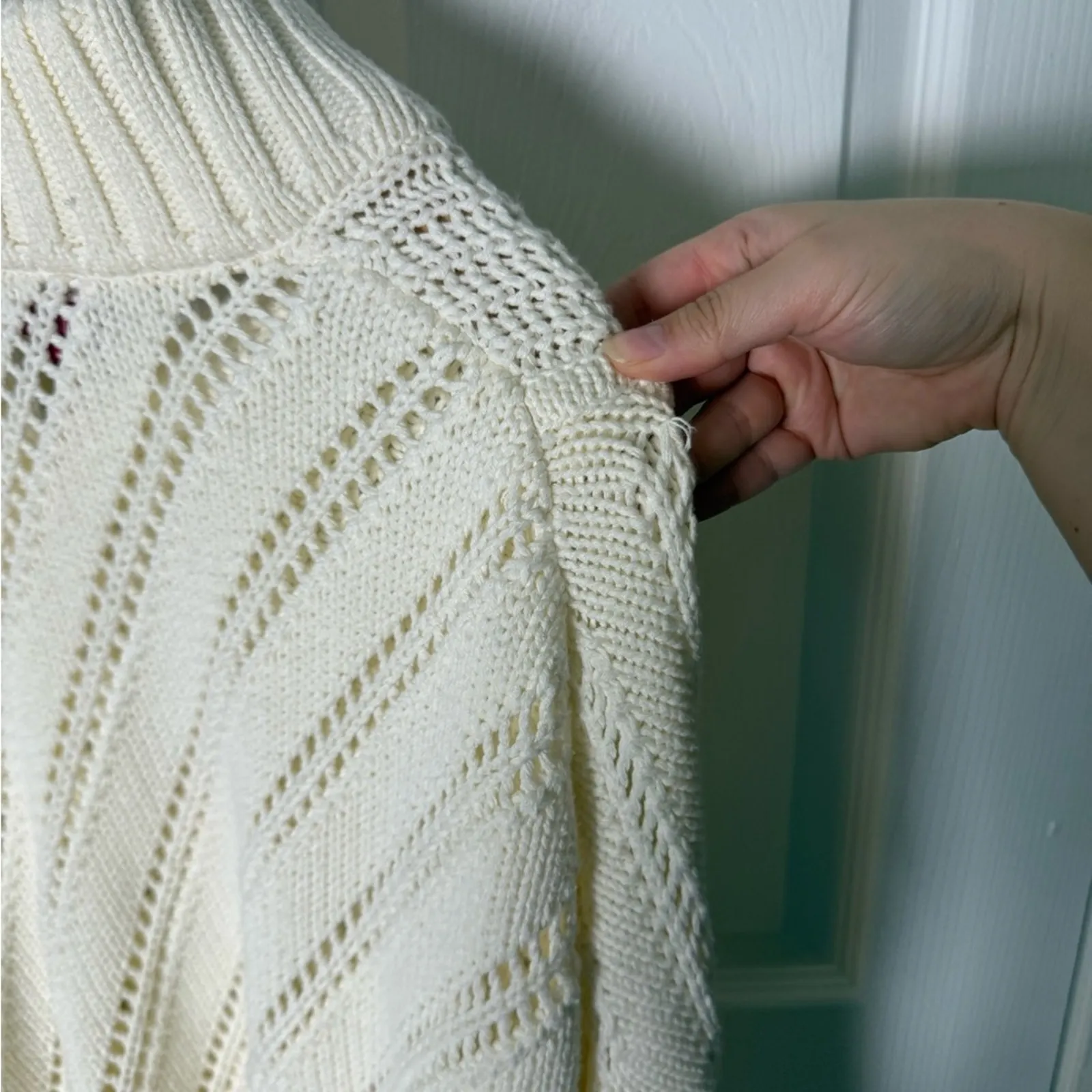 STAUD  Cropped Hampton Sweater in Ivory L - Image 6