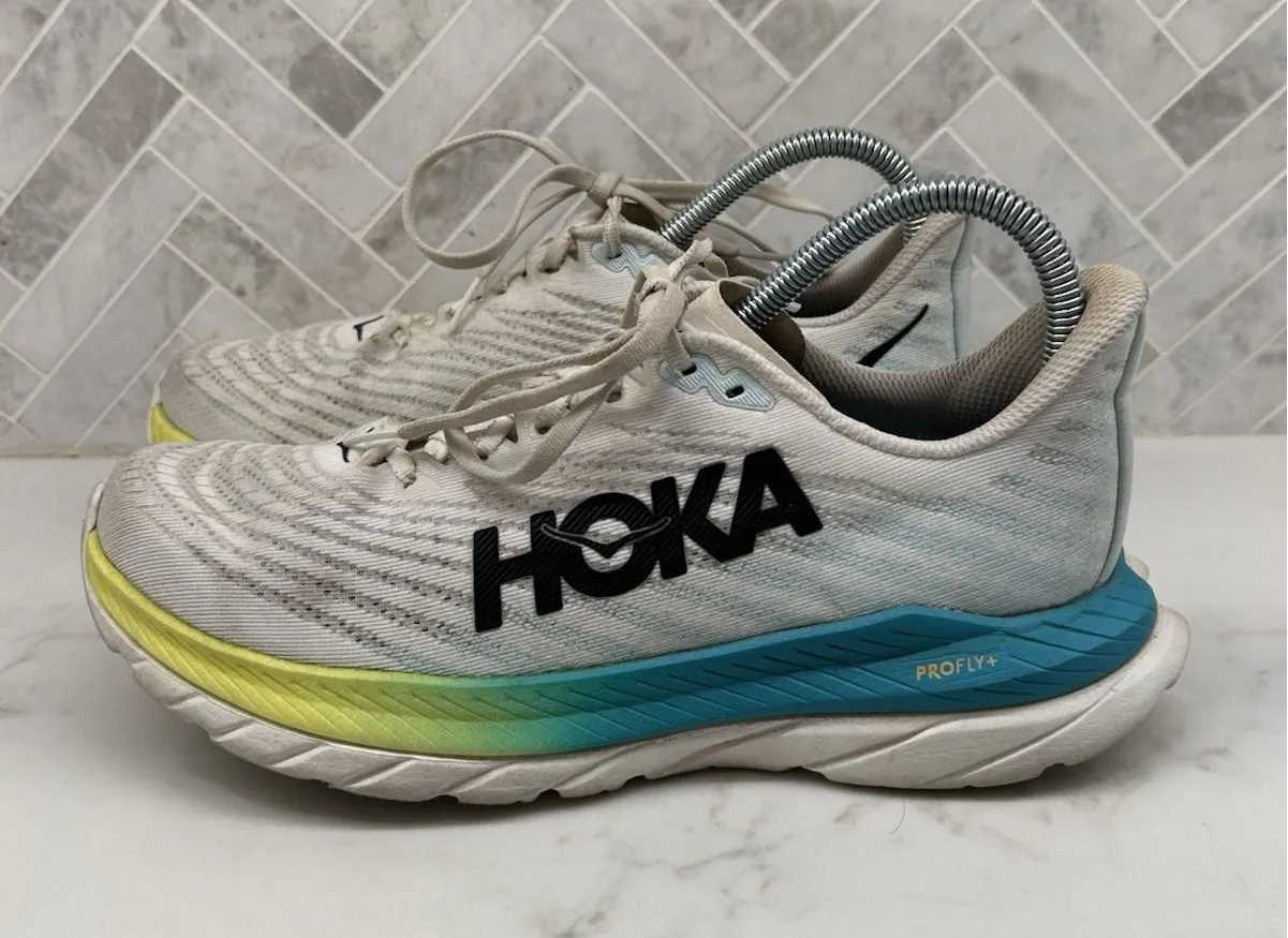 Hoka One One Mach 5 Running Sneakers Shoes White Blue ProFly+ Womens 8.5 8.5B - Image 1