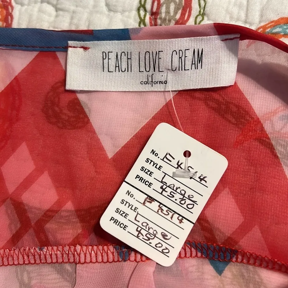 PEACH LOVE CREAM California size large sheer hi low top sheer 3/4 sleeve coverup - Image 2