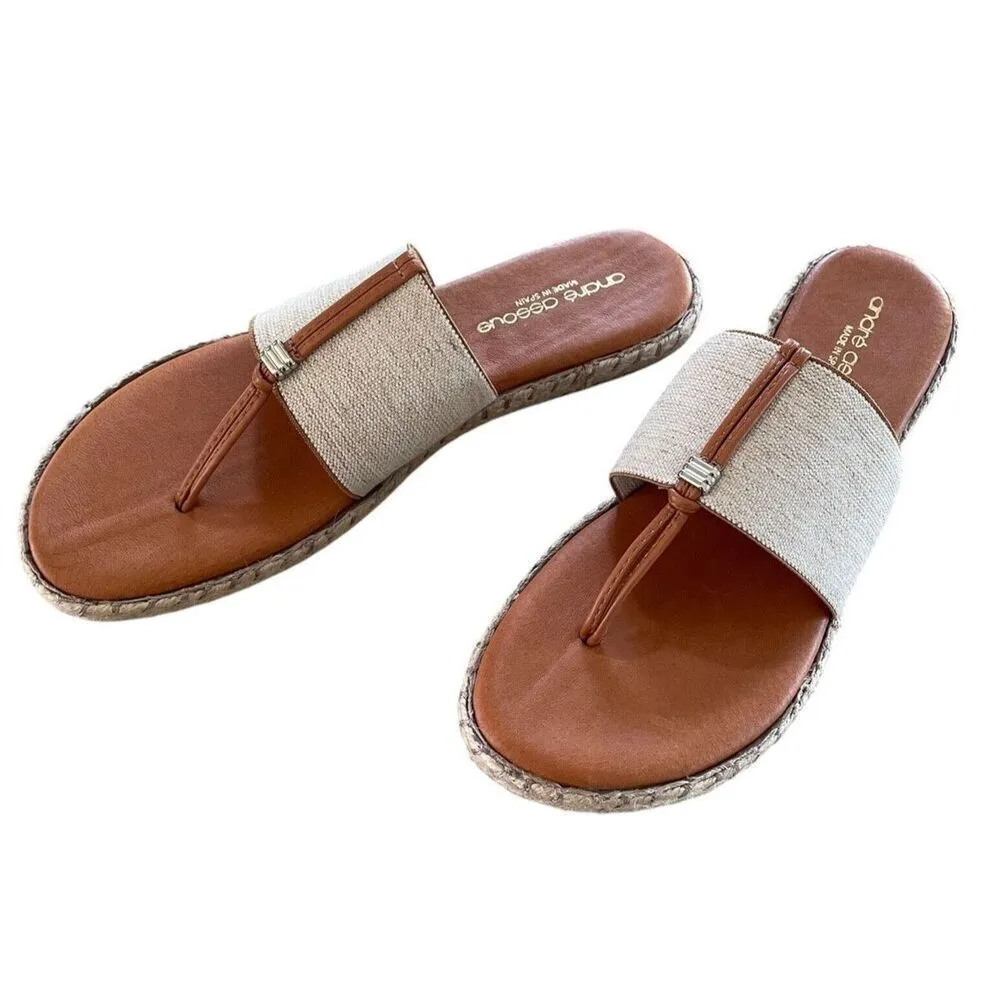 ✨ANDRE ASSOUE NICE LINEN FEATHERWEIGHTS™ SZ 38 SANDALS✨ Tan - Image 2