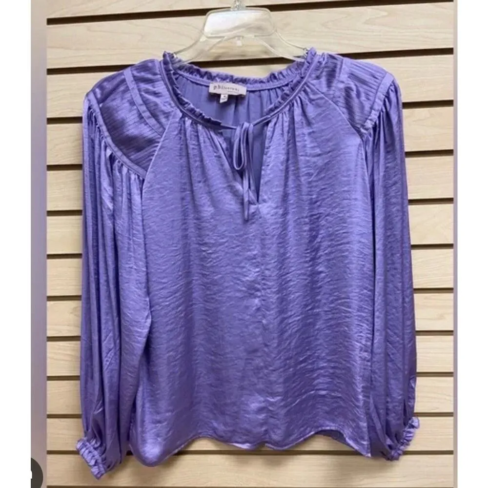 Phisique Purple Satin Blouse Size Small - Image 2