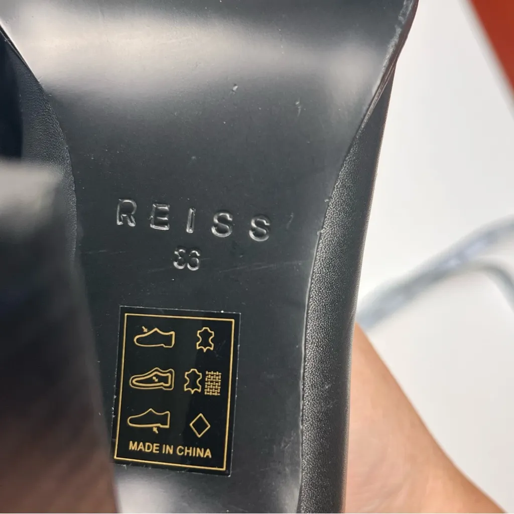Reiss Womens Size 36 5.5 Black‎ Ada Court Leather 4 inch Heel Shoes Office NEW - Image 2